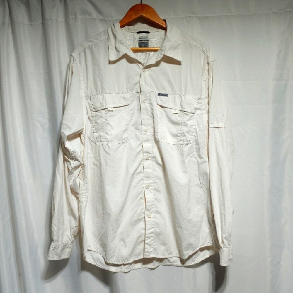 Columbia Titanium Men's White Long Sleeve Button-Up Outdoors Shirt Size XL